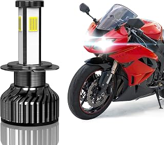 Mega Racer 4 Sided H7 Motorcycle LED Headlight Bulb - 6000K Diamond White, 12V 60W 10000 Lumens, Premium LED Chips, IP68 Waterproof, Automotive Replacement Bulb for High Beam and/or Low Beam, 1 Piece