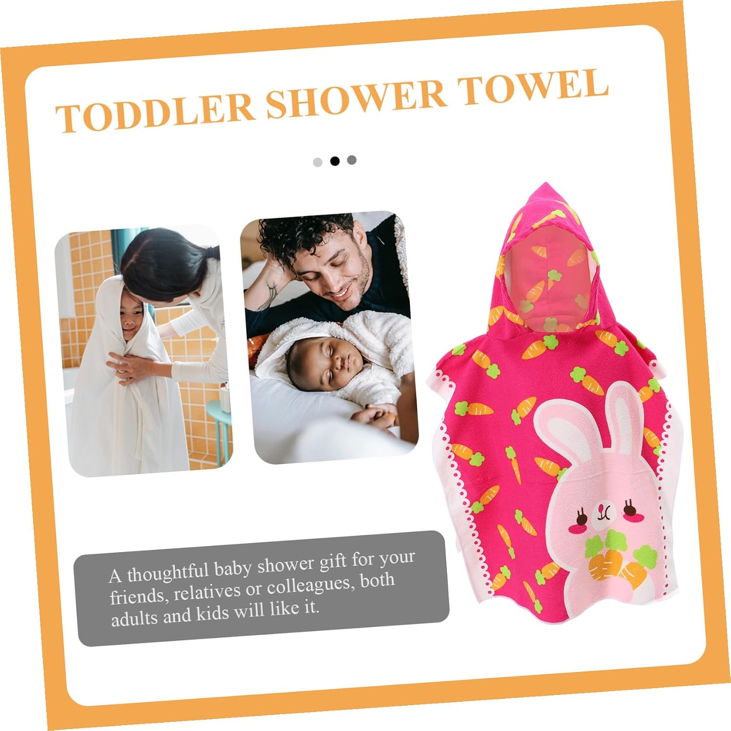 LABRIMP Hooded Beach Towel Cape for Bath Towel Cartoon Rabbit Design Soft Absorbent Suitable for Boys at Beach Or Bath