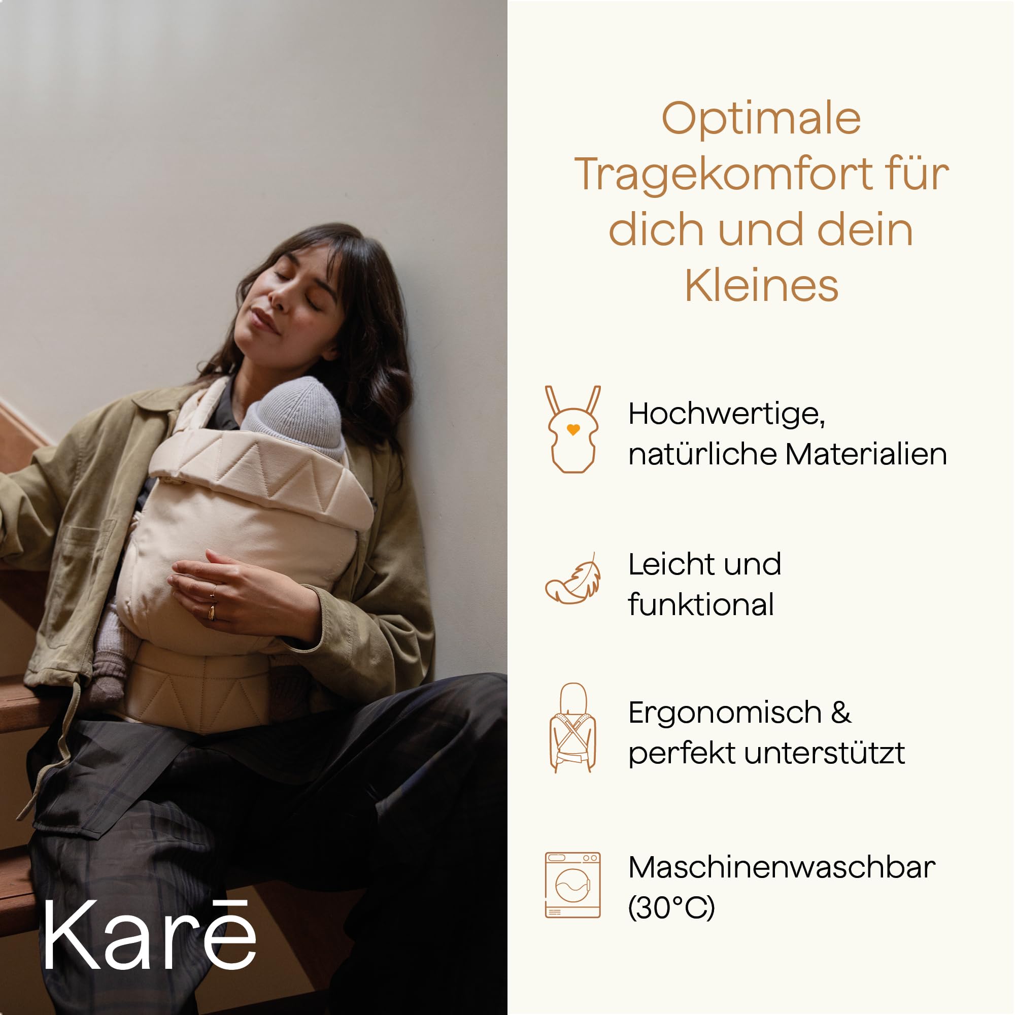 Baby Carrier - Babytrage bis 20 kg - Ergonomische Bauch- und Rückentrage - Vanilla Cream