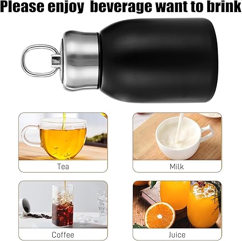 Miniatura 5 de Mini botella de agua aislada al vacío de acero inoxidable para bebidas frías y calientes, taza de café de viaje 10.2 oz 10.1 fl oz (negro)