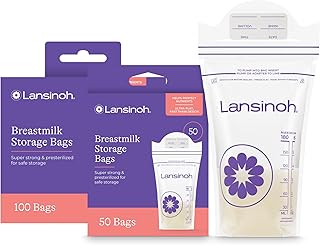 Lansinoh Breastmilk Storage Bags, 150 Count, Baby Essentials, Fast Freeze & Thaw Breast Milk Bags for Baby Bottle Feeding, Superior Strength & Stretch, 6 Ounce