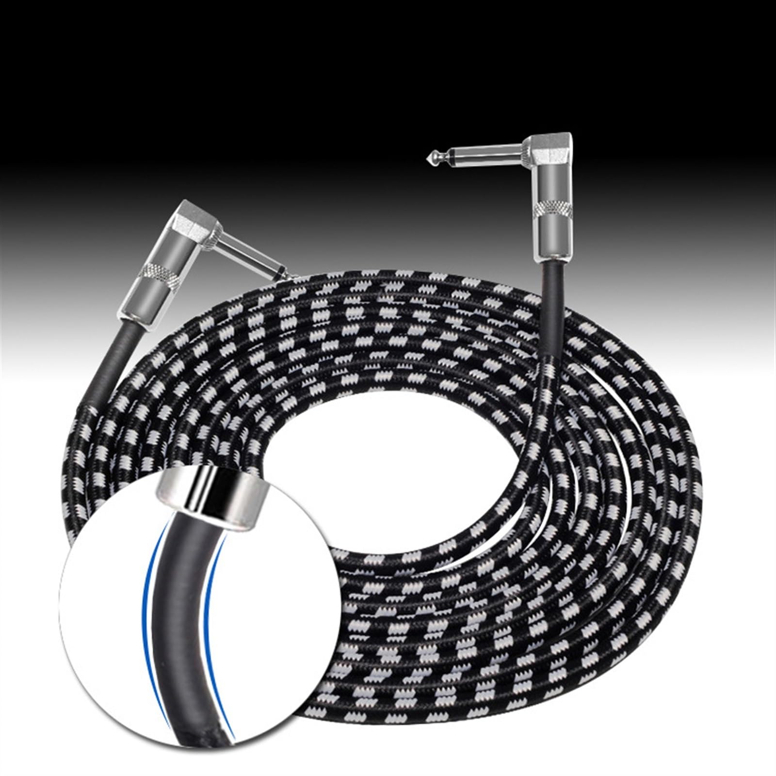 kabel audio do gitary 6.35 MM Przewód Połączeniowy Gitary Skrzynka Elektryczna Gitara Bęben Instrument Linia Audio Linia Redukcji Szumów 3 Metry (Size : 07)