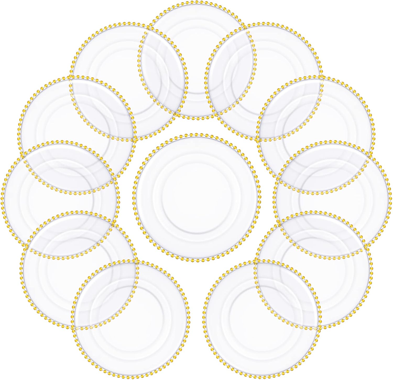 24 Pcs 12.6 Inch Gold Clear Acrylic Round Charger Plates