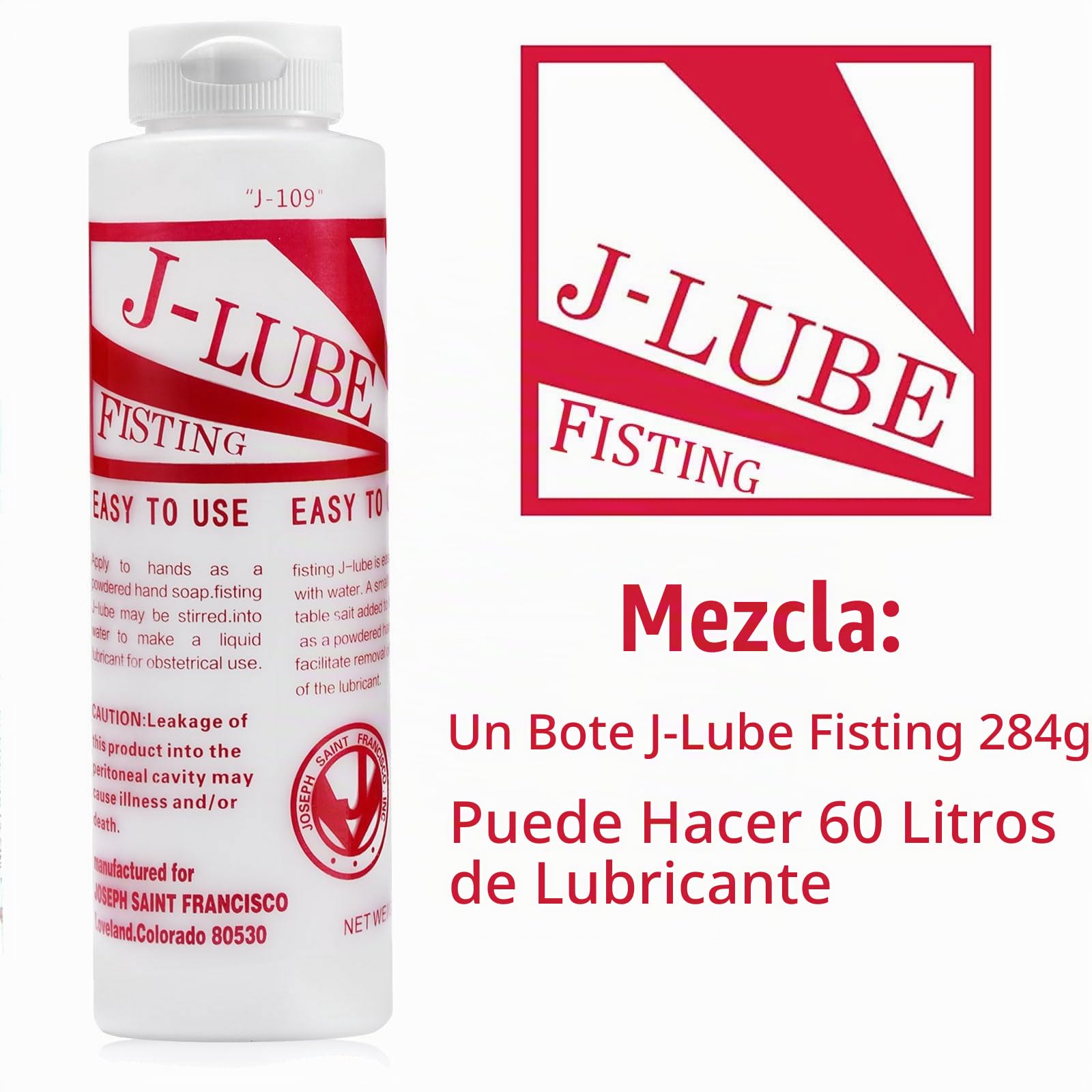 J Lube Fisting - Lubricante en polvo: base de agua, duradero y muy duradero, Una botella rinde más de 60 litro+ de lubricante a base de agua.284 gramos (3)