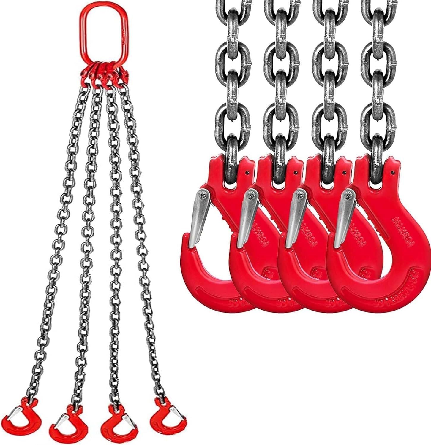 Chaîne de levage 4 brins 100cm en acier ultra-résistant pour charges lourdes
