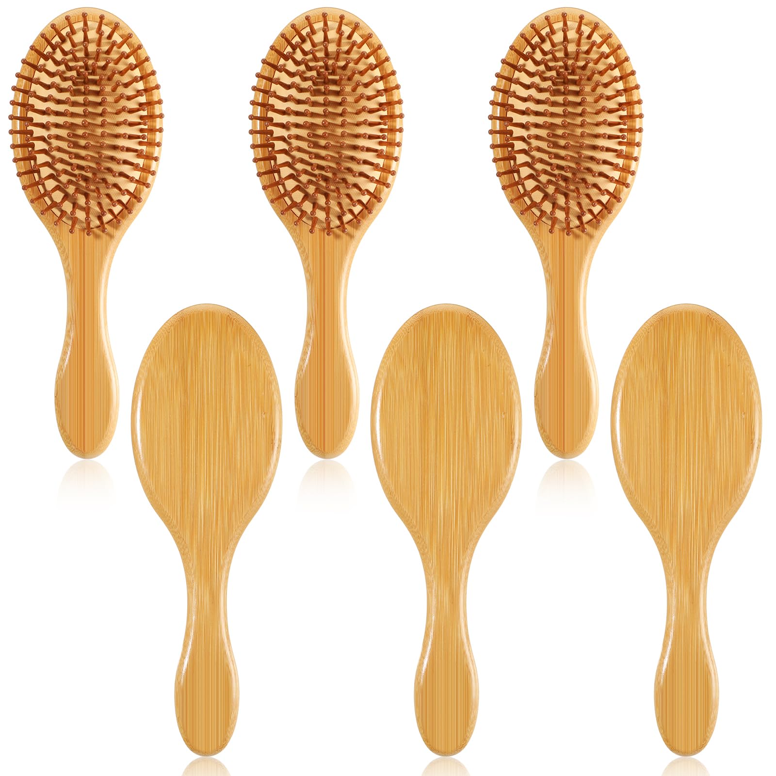 Bamboo Hair Brushes Natural Wooden Paddle Brushes with Ball-Tipped Bristles