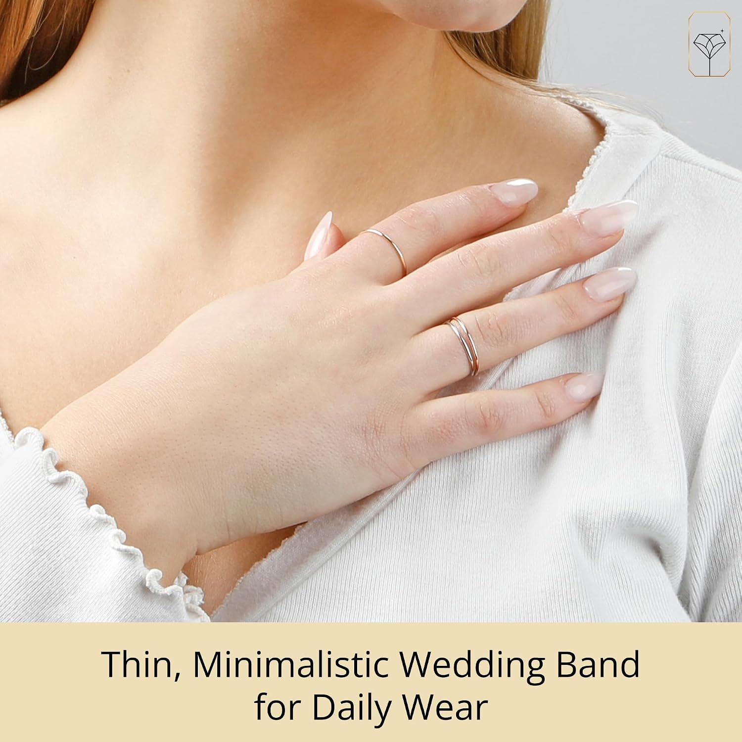 MAX + STONE 1MM Thin 14k or 10k Gold Wedding Band Ring for Women Dainty Stacking Ring in Rose White or Yellow Gold Hypoallergenic Anti Tarnish Spacer Ring Sizes 4.5 to 10