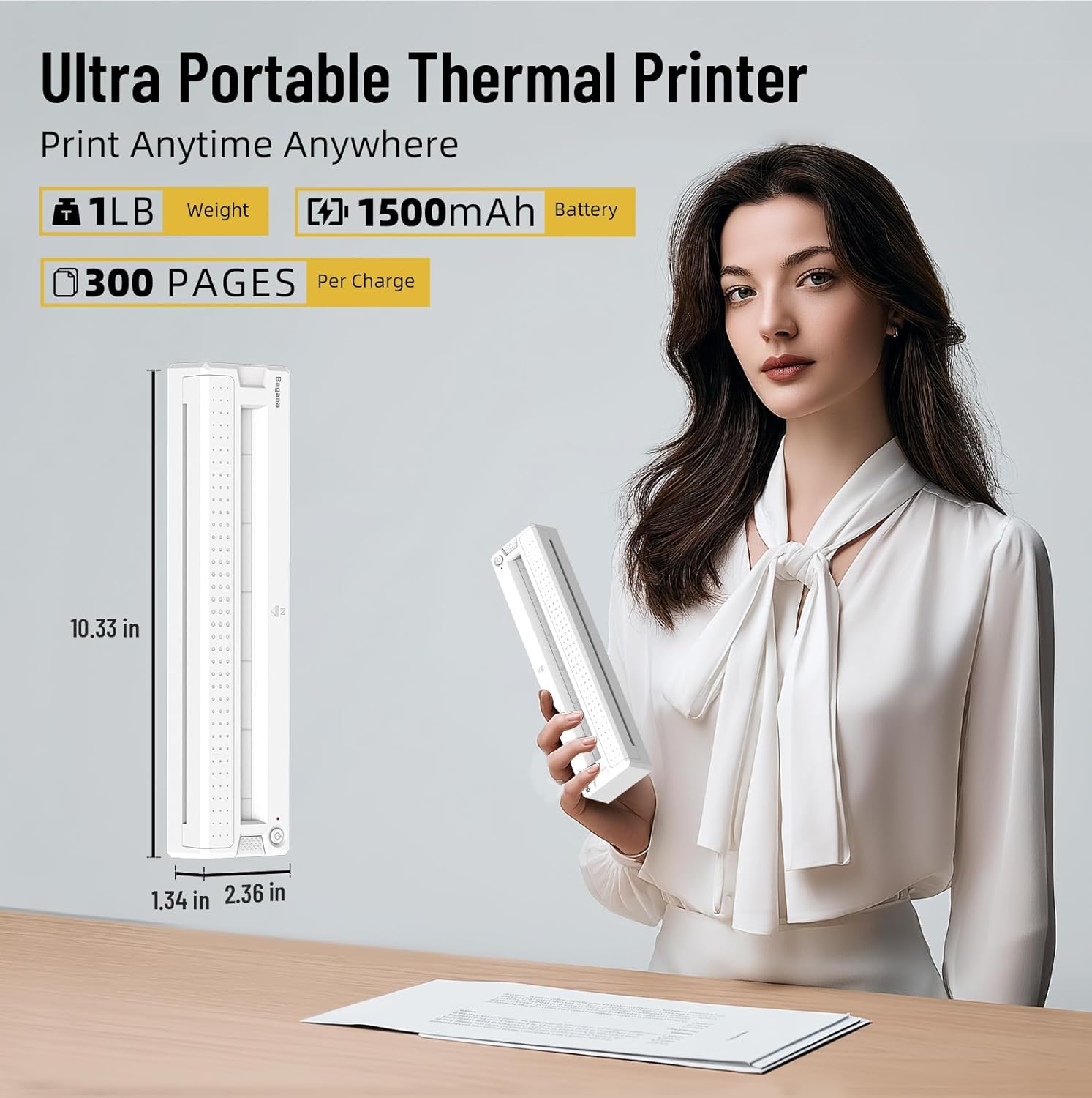 Bagana Wireless Portable Printer & 200 Sheets 8.5" x 11" US Letter Thermal Paper