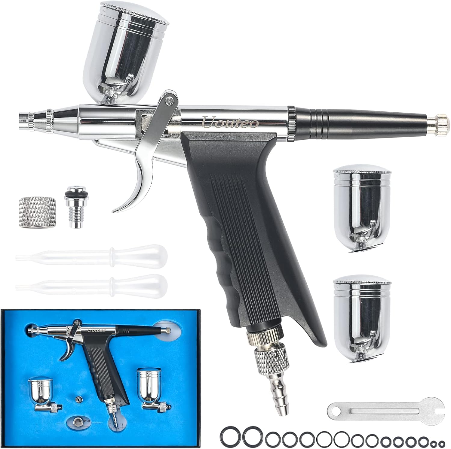 Uouteo Airbrush Trigger Gun Air Brush Gun with 0.3 mm Needles 7CC &10 CC Cup for Painting - Image 8