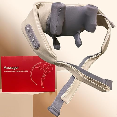 Masajeador de cuello y espalda con calor calmante, masaje experto en tejido profundo, masajeador eléctrico de espalda para amasar. Masaje para