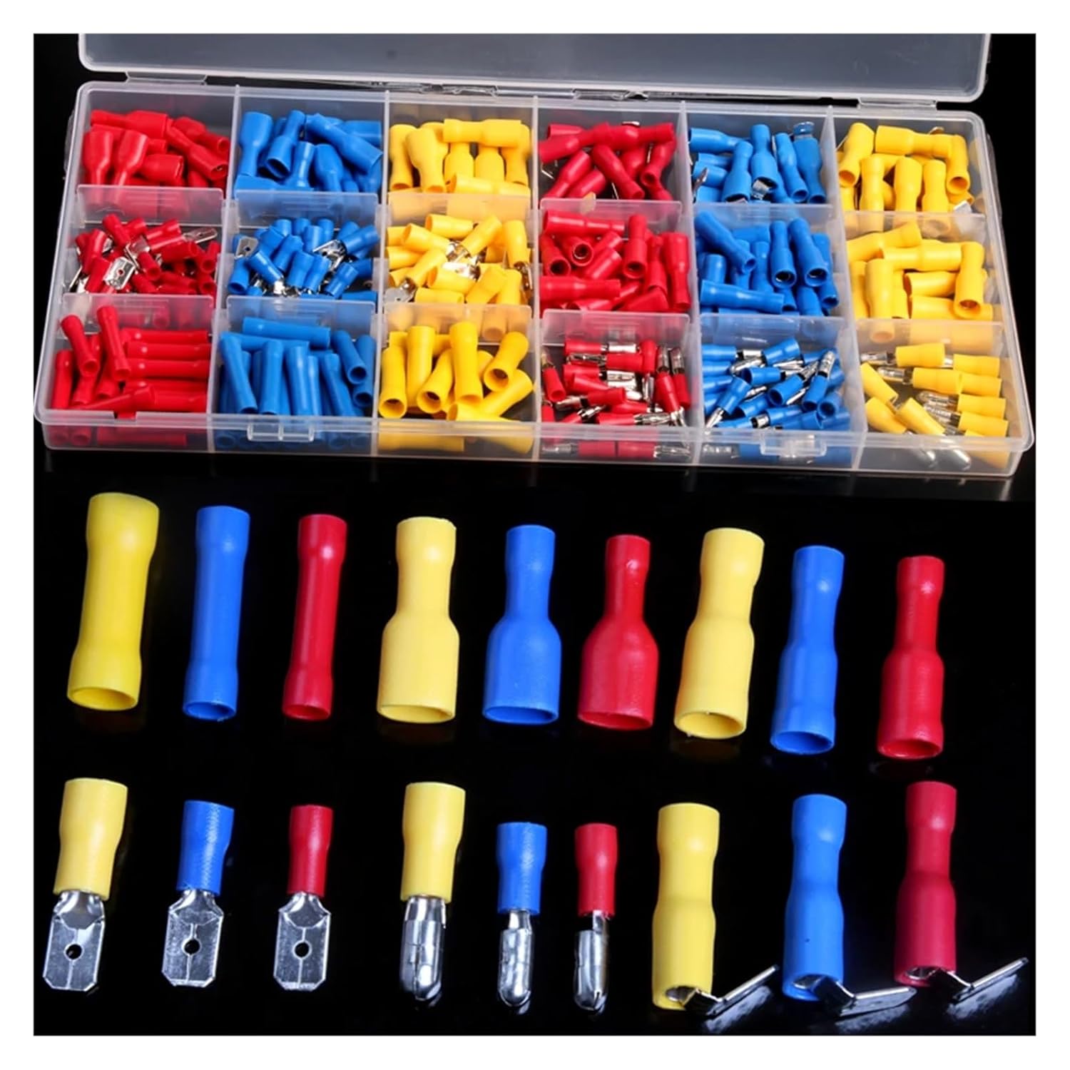 300PCS Electrical Crimp Terminals Insulated Spade Terminals Connectors Kits with Box Wire Connector VUQLDHAYZ