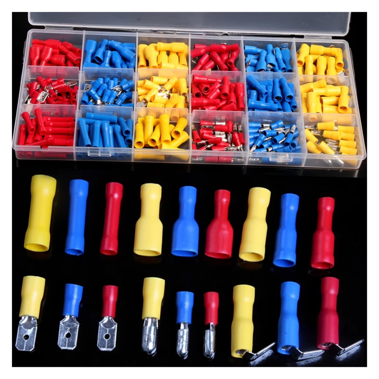ZDVHOMCB 300PCS Electrical Crimp Terminals Insulated Spade Terminals Connectors Kits with Box Wire Connector