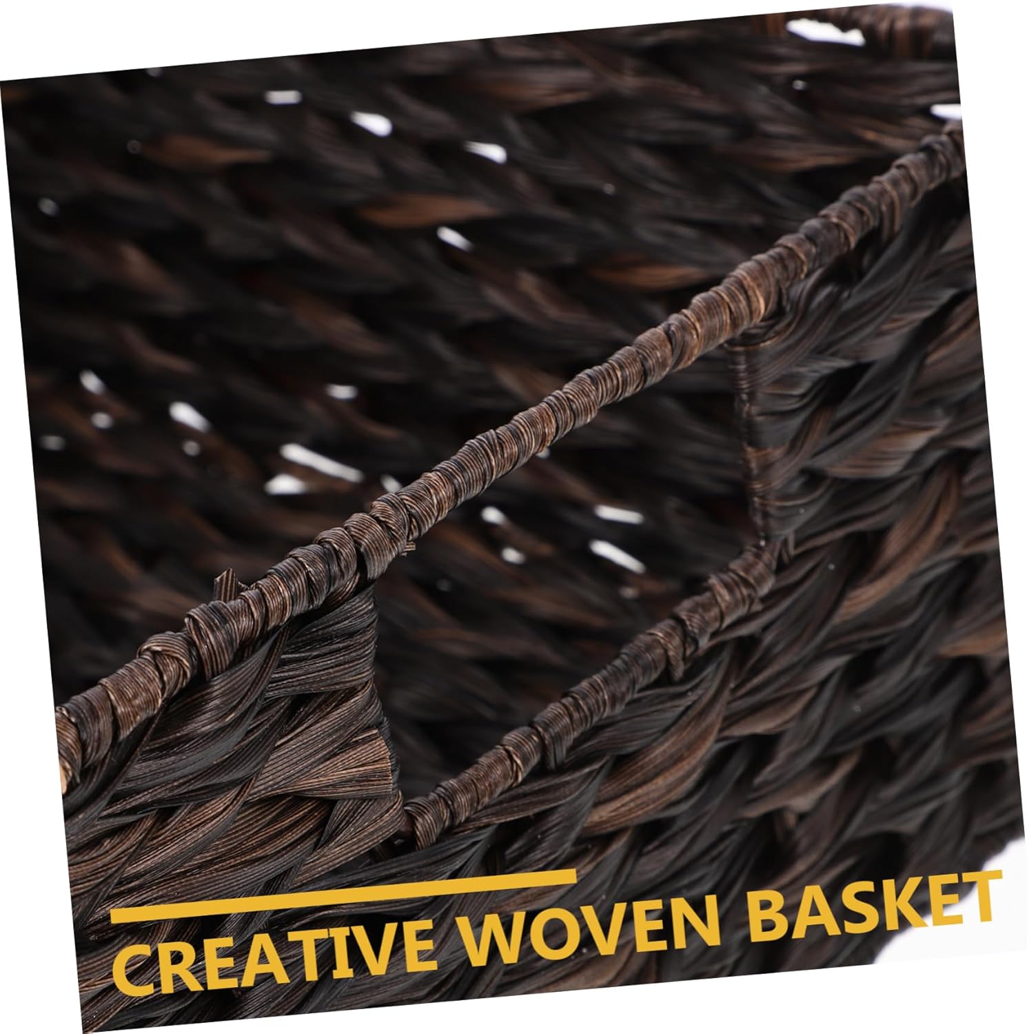 SOLUSTRE Home Woven Basket Organizer Decorative Storage for Bedroom Living Room Nursery and Office Multi-functional Sundries Basket for Cosmetics Snacks Toys and More Black