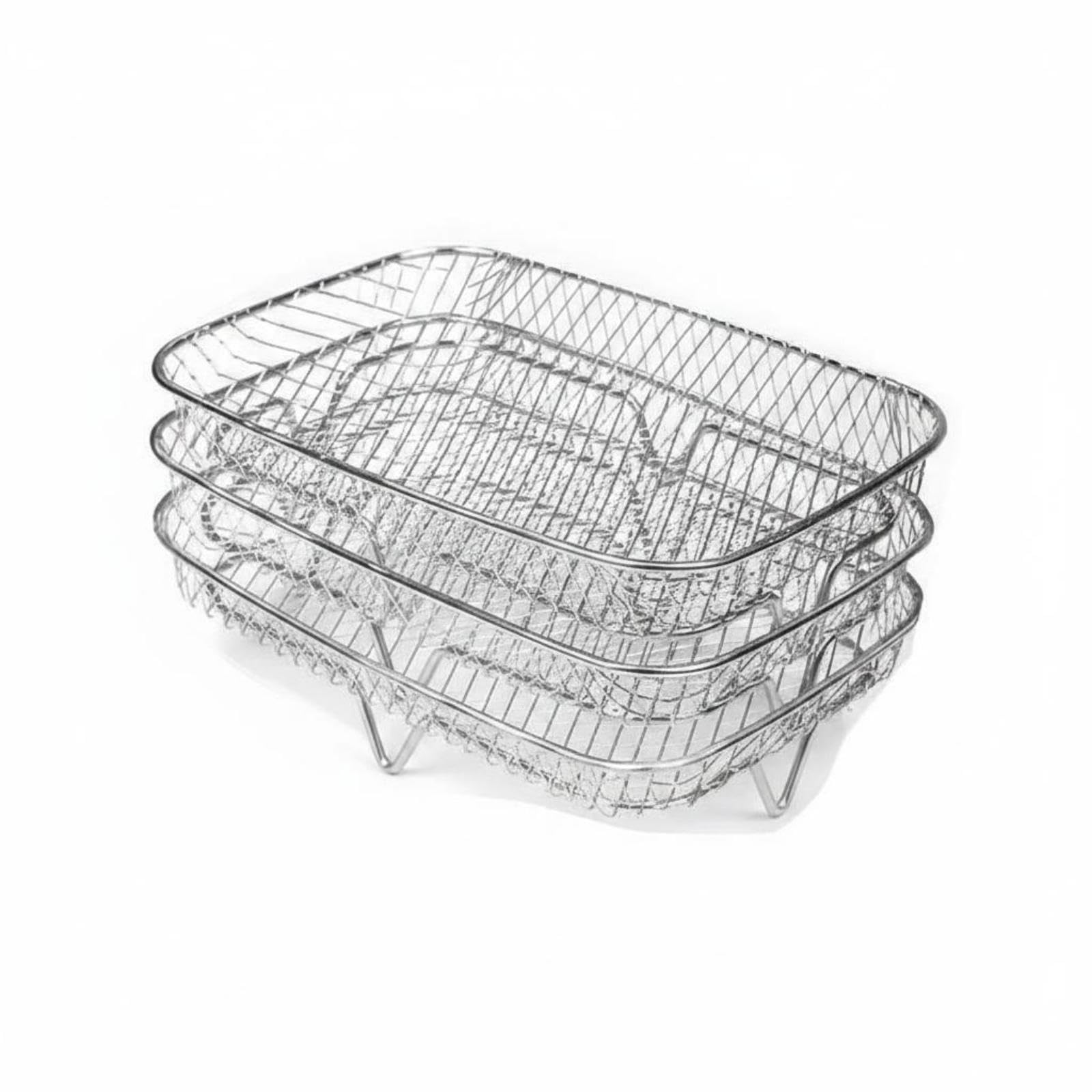 Air Fryer Rack Easy to Clean Three Tier Grill Rack 3-la | Air Fryer Rack Easy to Clean Three Tier Grill 3-layer Rectangular 304 Stainless Steel-image-32