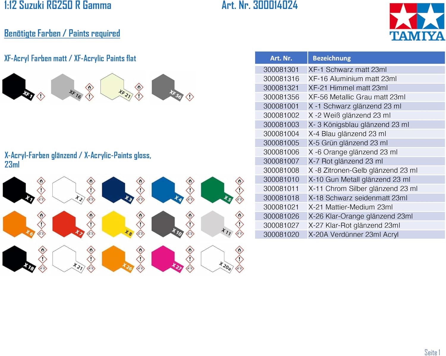 Tamiya 14024-000 300014024 Vehicle 14024 1:12 Suzuki RG250 R Gamma Faithful Replica, Model Building, Plastic Kit, Crafts, Hobby, Model Kit, Assembly, Unpainted
