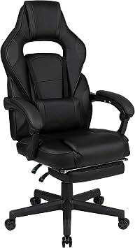 BizChair Gaming Chair Racing Ergonomic Computer Chair with Fully Reclining Back/Arms, Slide-Out Footrest, Massaging Lumbar - Black