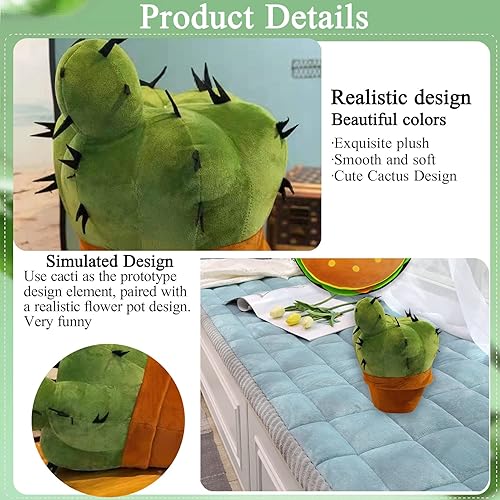 Miniatura 6 de Peluche de cactus de 11.8 pulgadas, juguete de peluche para niños, decoración de almohada de maceta de abrazo