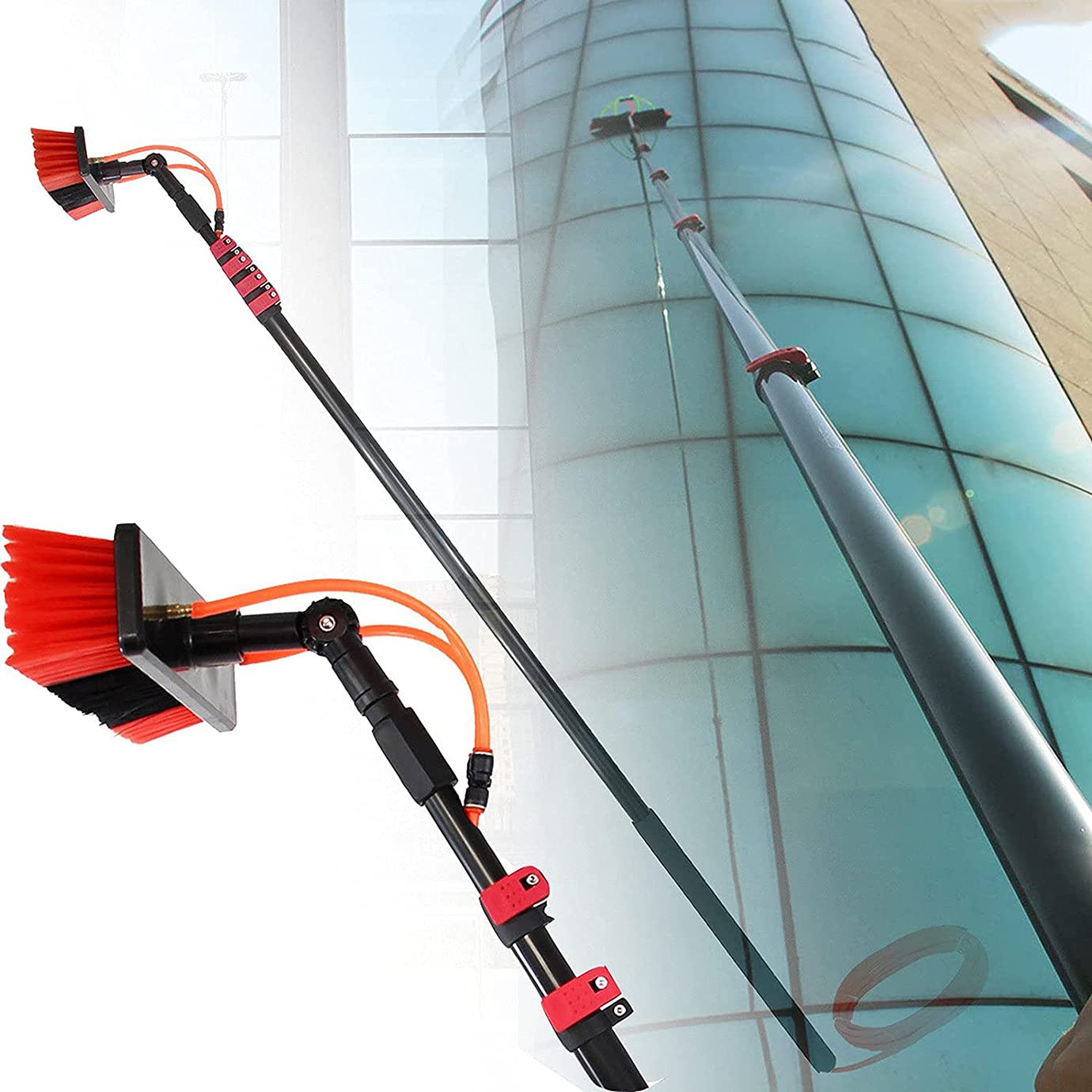 Poteau de nettoyage de vitres 10,8 m en aluminium avec tuyau pour panneau solaire