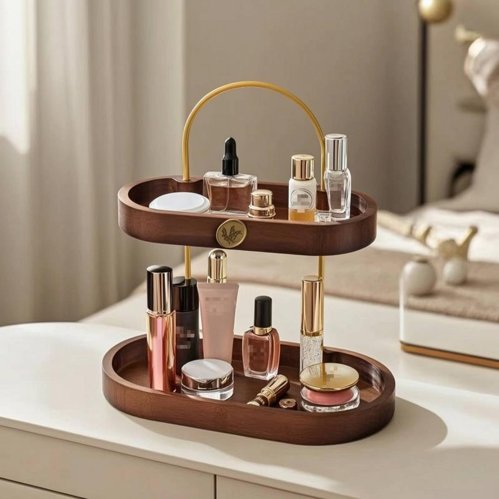 Harilla Kosmetik Organizer Regal Aufbewahrung Halter Ablage mit Kompaktem Freistehendem Aufbau Und Vertikaler Raumnutzung für Schminktisch Kommode Badezimmer Schlafzimmer