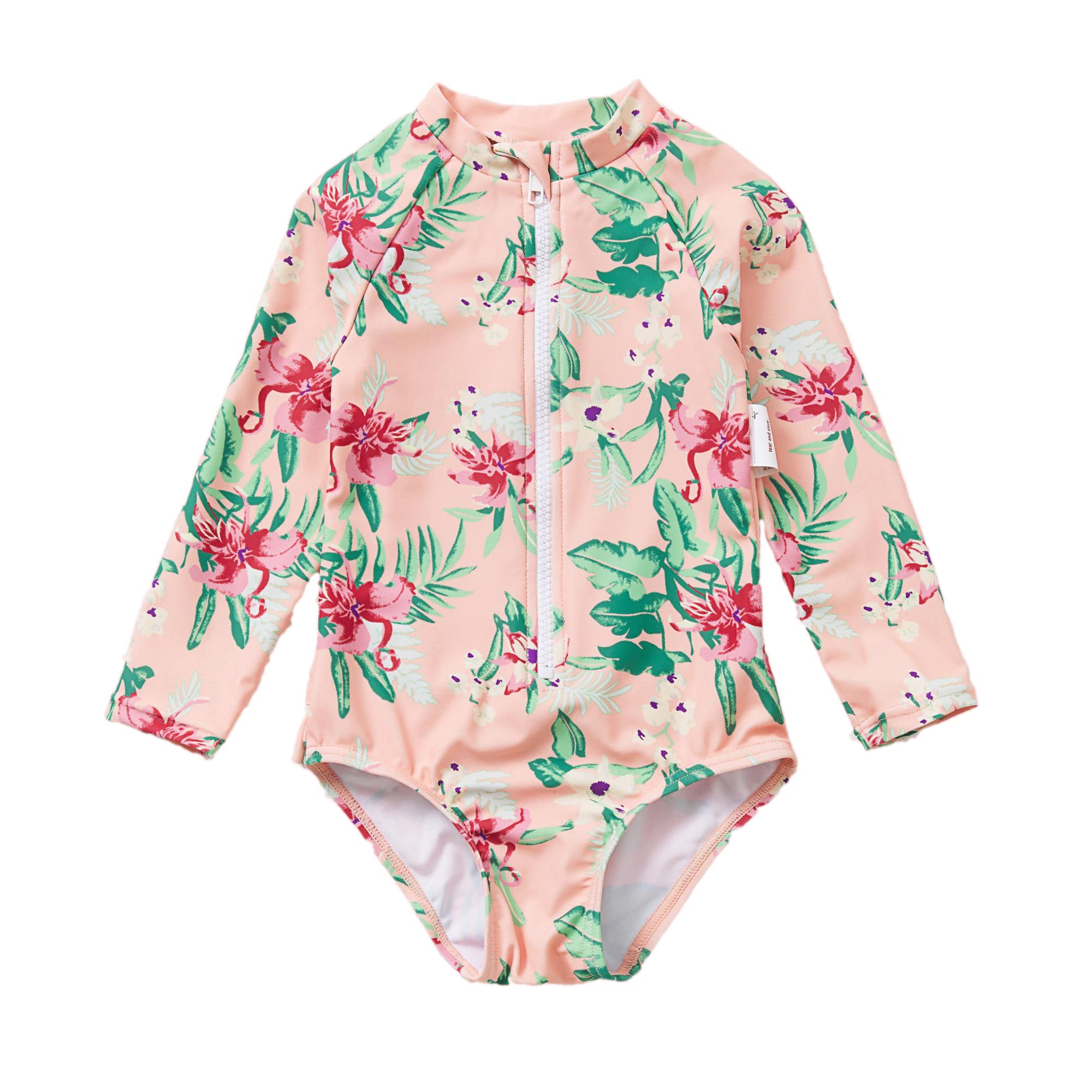 BONVERANO Costume da bagno da bambina, con protezione UV e fiori, fiori