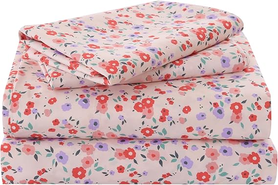 Amazon.com: Yibeizi Pink Floral Sheet Set Queen 4 Piece, Coquette ...