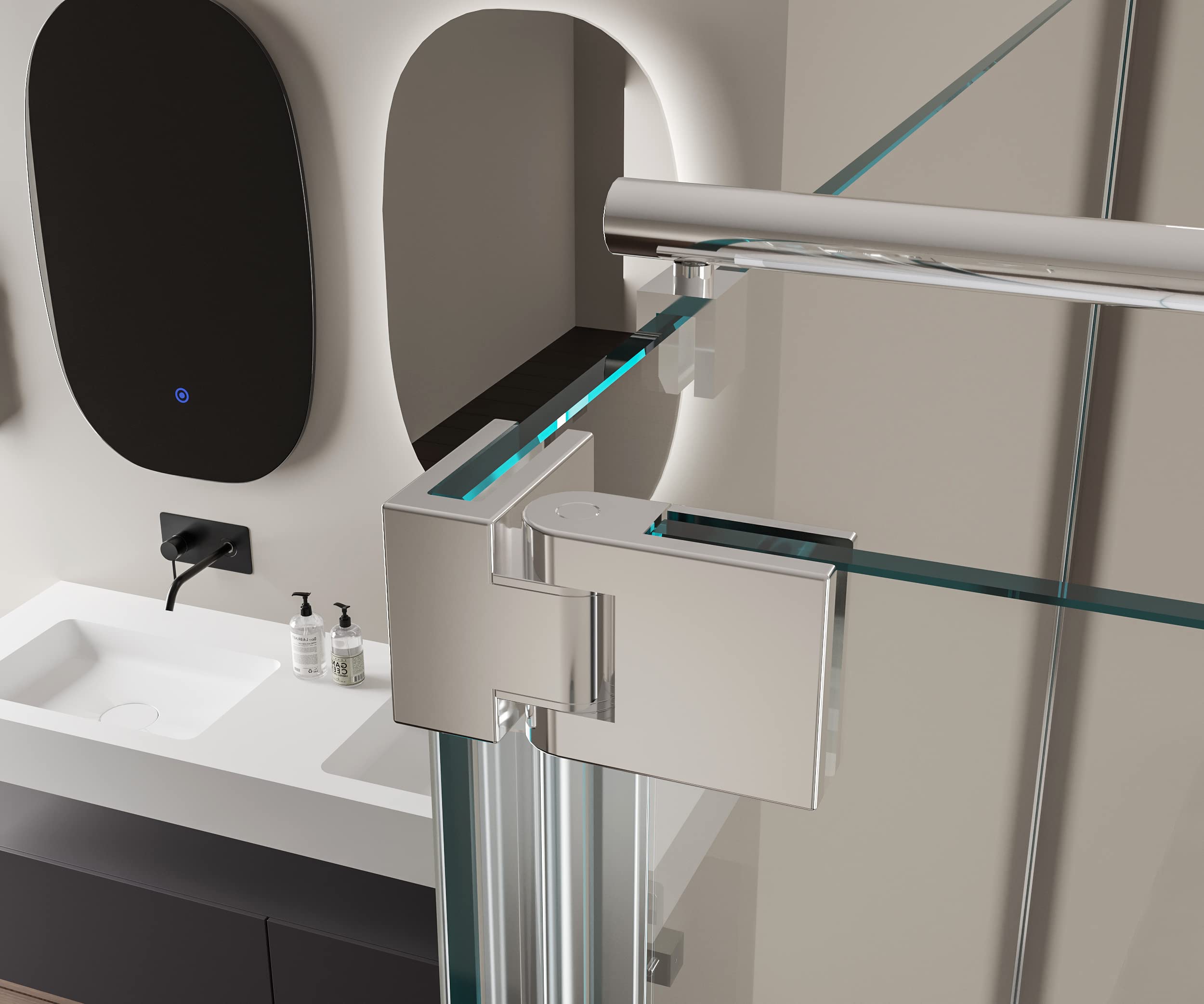 Parete doccia Walk-In con anta paraspruzzi NT109 vetro temprato - 8mm - rivestimento NANO, Larghezze disponibili:800mm