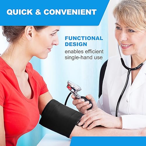 Miniatura 5 de Primacare DS-9185 - Juego de esfigmomanómetro aneroide y manguito de presión arterial con funda portátil, manguitos de nailon de 5 tamaños con