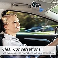 Vista 4 de Kit de teléfono celular manos libres, Bluetooth de 5.0 pulgadas con clip de visera, soporte de comando de voz Siri Google, micrófono integrado