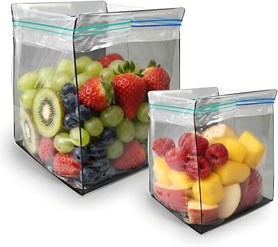 Ziplock Bag Holder, 2 Pack Acrylic Baggy Rack Holder for Food Prep, Freezer & Sandwich Bags, Hands-Free Food Storage, Gray