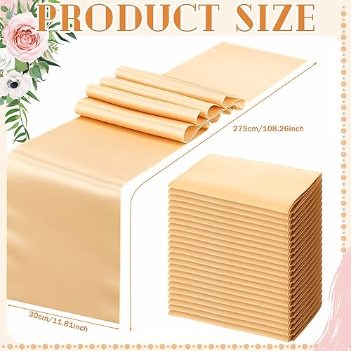 Miniatura 71 de Bencailor 24 caminos de mesa de satén a granel de 12 x 108 pulgadas de largo, mantel de tela suave brillante para banquete de boda, cumpleaños