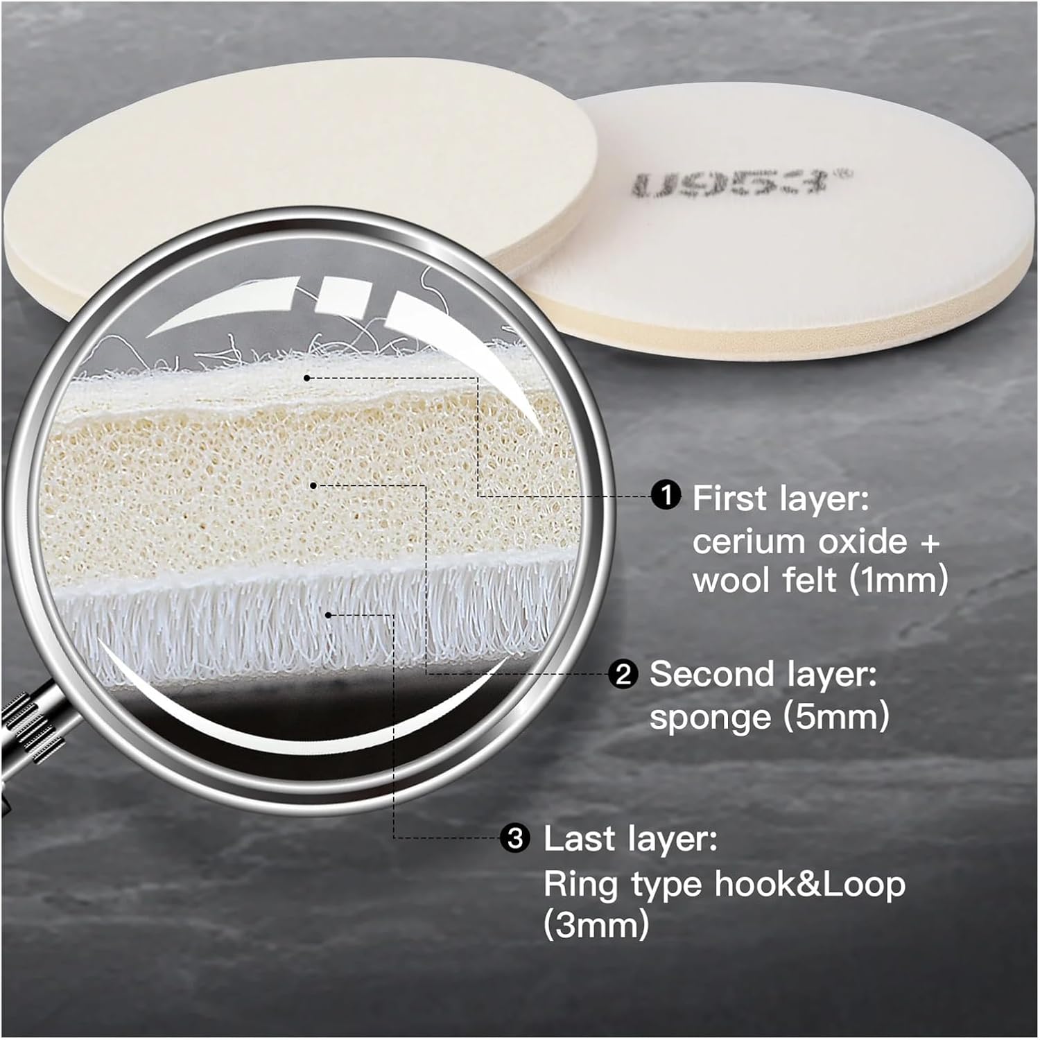 New Cerium Oxide Wool Polishing Pad 1PC for Glass Rainbow Effect Removal Glass Water Stains Alkali Acid Frost(5 inch)