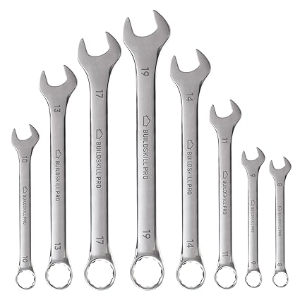 BUILDSKILL Industrial Grade Spanner Wrench Set Corrosion-Resistant Hand Tools in Attractive Tray, 8-19mm Chrome-Vanadium Steel, Efficient Grip & Torque (Set of 8 pcs)