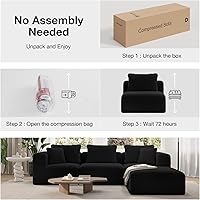 Vista 4 de Novilla 141" Modular Sectional Sofa, Modern Cloud Sectional Couch with Smarts Coil® Support, U-Shape Upholstered Boneless Couch for Living Room