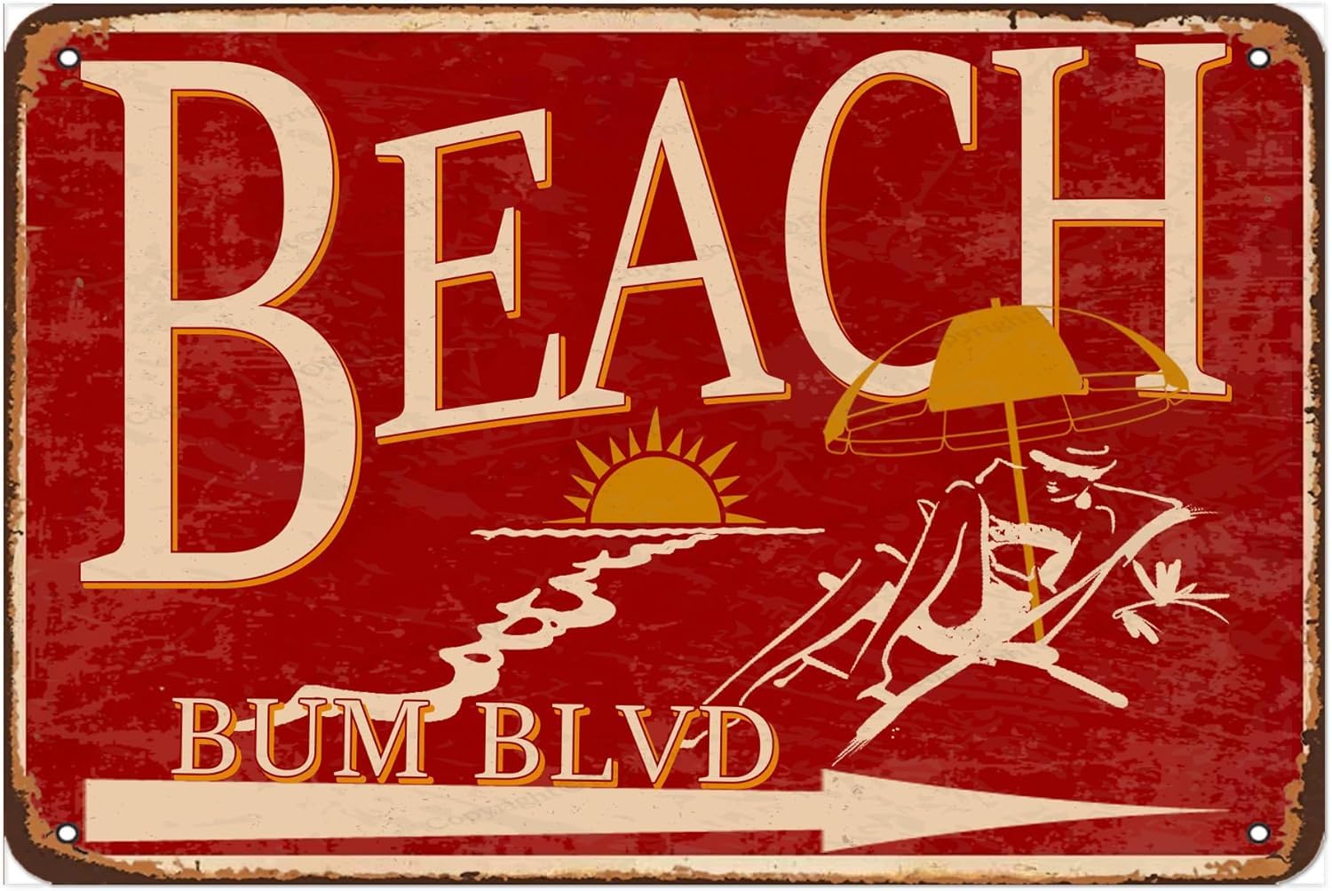 SMAZDFXX Beach Bum BLVD Vintage Poster Tin Sign Bathroom Home Garden Retro Store Cafe Look Metal Signs for Farm Garage Quotes Wall Decor 5.5"x8"