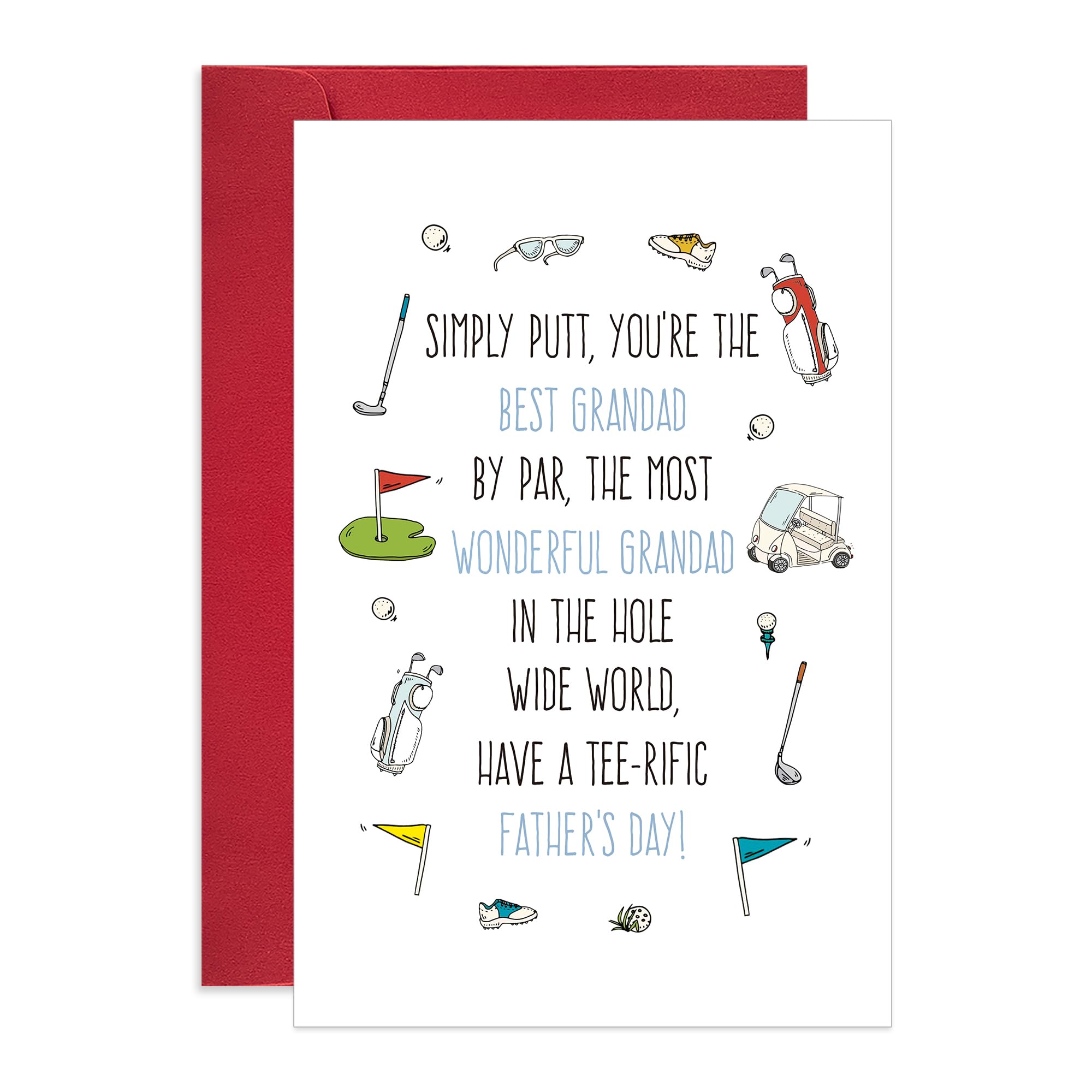 Ogeby Funny Father’s Day Card for Golf Lover, Golf Fathers Day Card for Grandad, Simply Putt You Are the Best Dad Card from Grandson Granddaughter