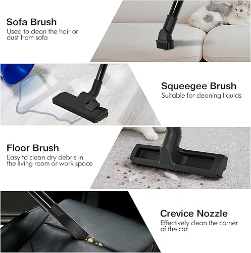 Vista 9 de COSTWAY Aspiradora húmeda y seca 3 en 1 con función de soplador, aspiradora de 6.6 galones 4.8 HP con protección de seguridad, aspiradora portátil