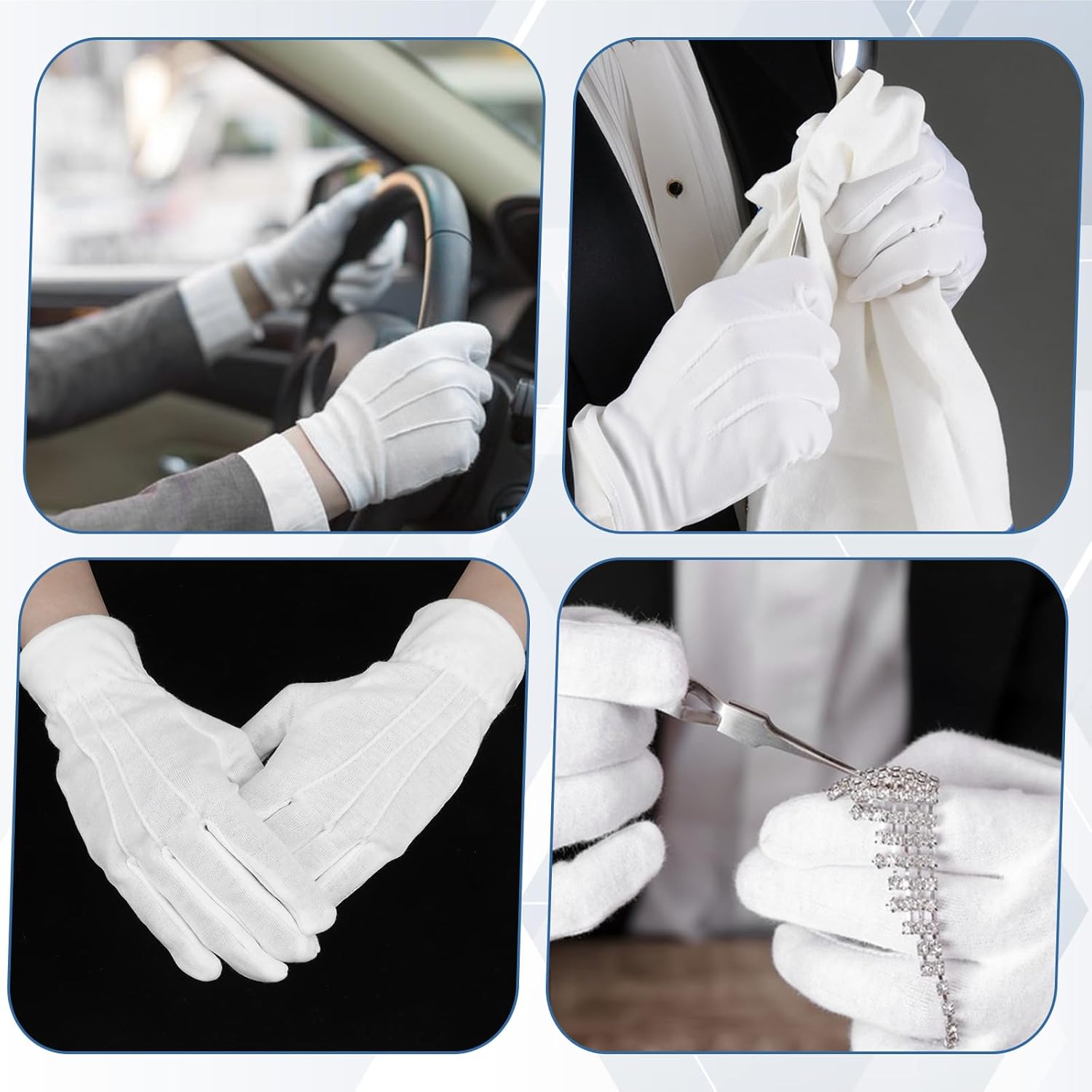 3 Pairs Gloves White,Soft and Adjustable White Gloves Costume with Buttons, for Police Uniforms, Honor Guards, Tuxedos, Coin Jewelry Silverware Inspection - Image 7