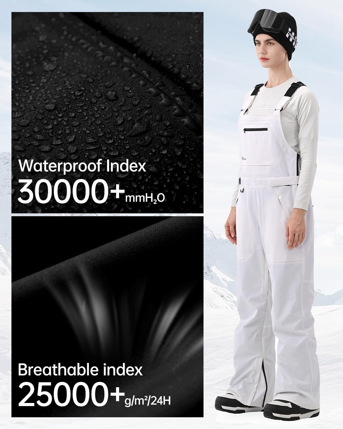 Women Ski Bib Snowboard Pants Snow Overalls Waterproof Windproof Insulate Warm Winter - Image 4