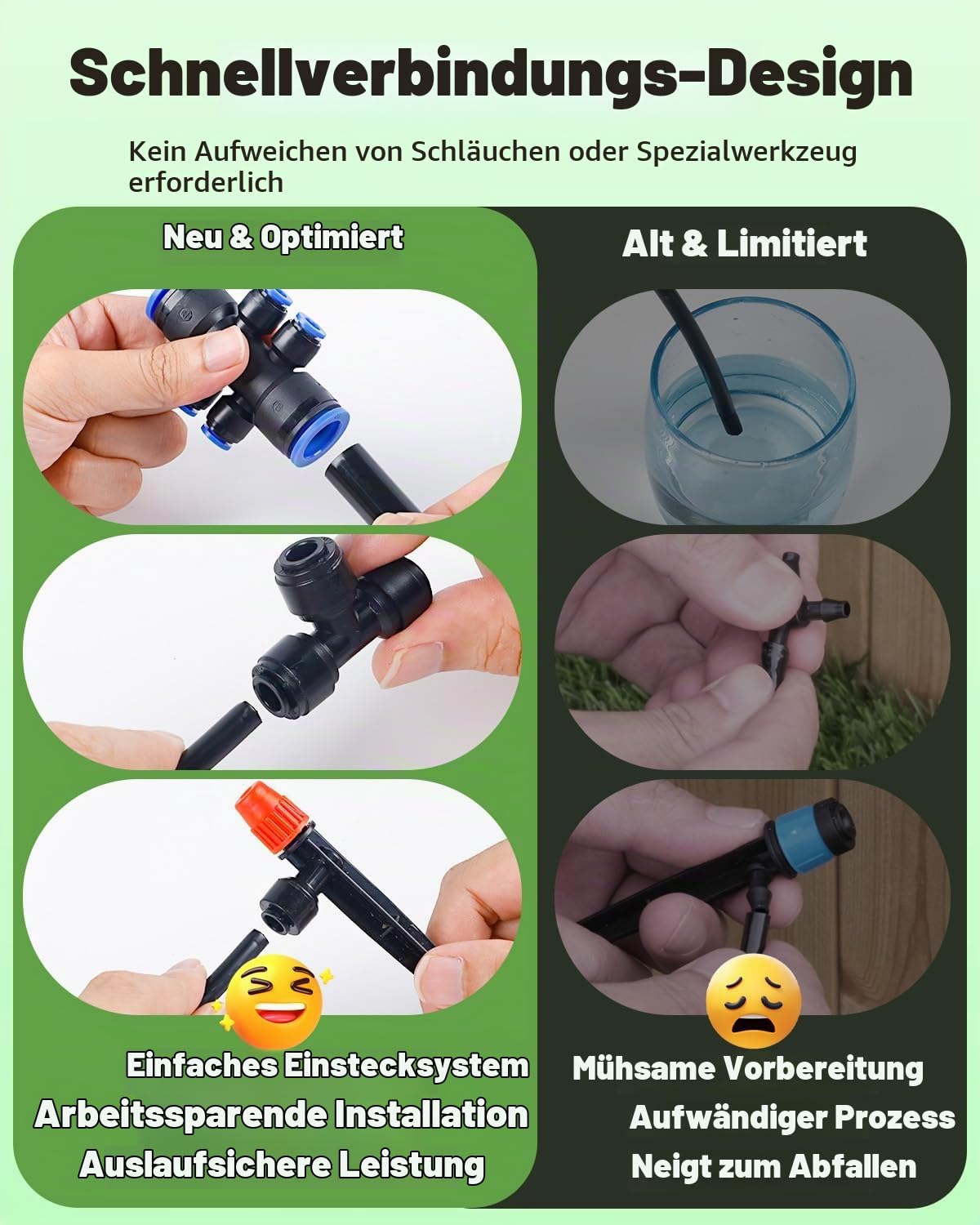 Pawfly 70 m Steckverbinder-Tropfbewässerungsset, Gartenbewässerungssystem mit 13-16 mm (10 m) & 4-6 mm (60 m) Schlauch und Zubehör, für Gewächshaus & Rasen