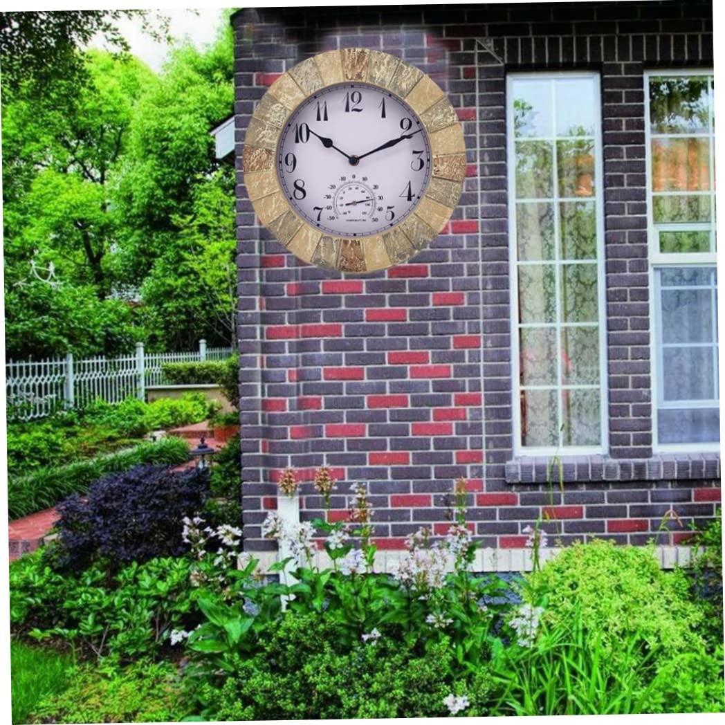 Horloge Murale Suspendue avec thermomètre étanche, Horloge de Jardin extérieure