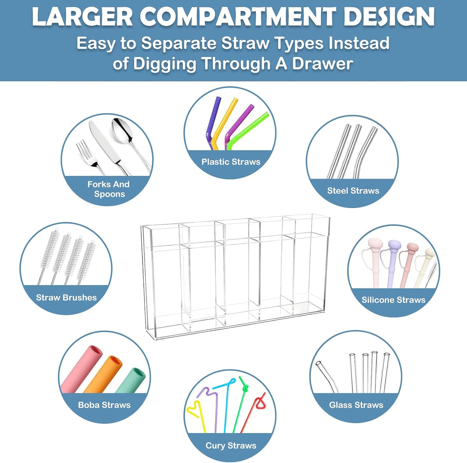 Cabinet Straw Holder Organizer, Acrylic Transparent 9.4 x 1 x 6.5 Inch Storage Container for Cabinet Door – Space-Saving Kitchen Accessories Gift for Wife & Grandmother