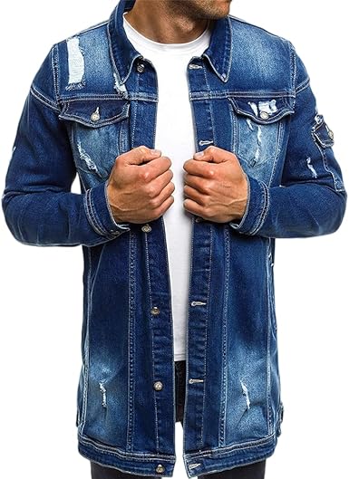 Giacca Uomo In Denim Strappato Invecchiato - Giacche E Cargo, Colori Disponibili, Taglia 7XL