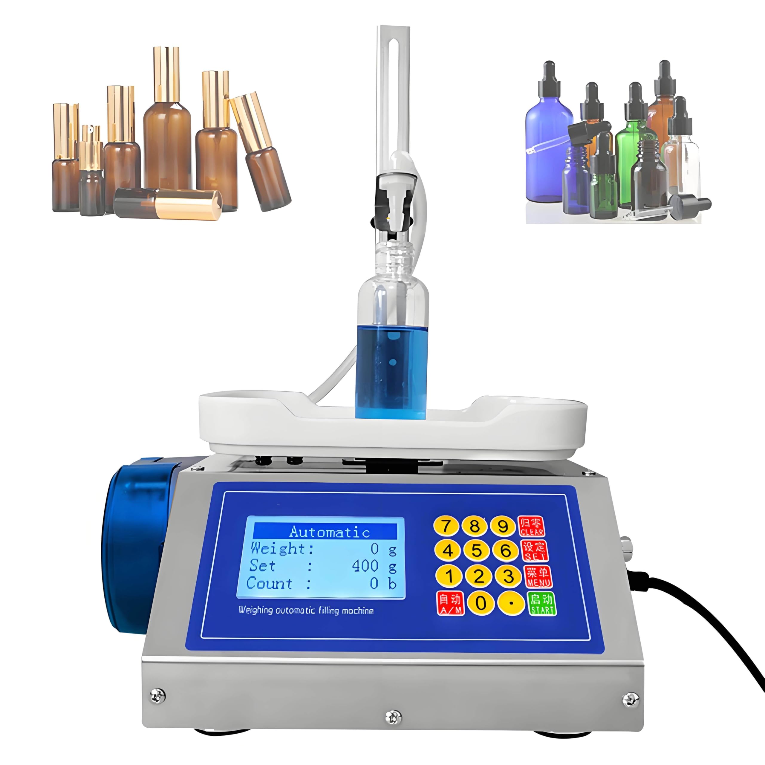 GSHSHOU Liquid Filling Machine, Automatic Liquid Filling Machine,Digital Bottle Filler Peristaltic Pump Automatic Weight Filling Machine for Wine, Juice, Oil, Perfume