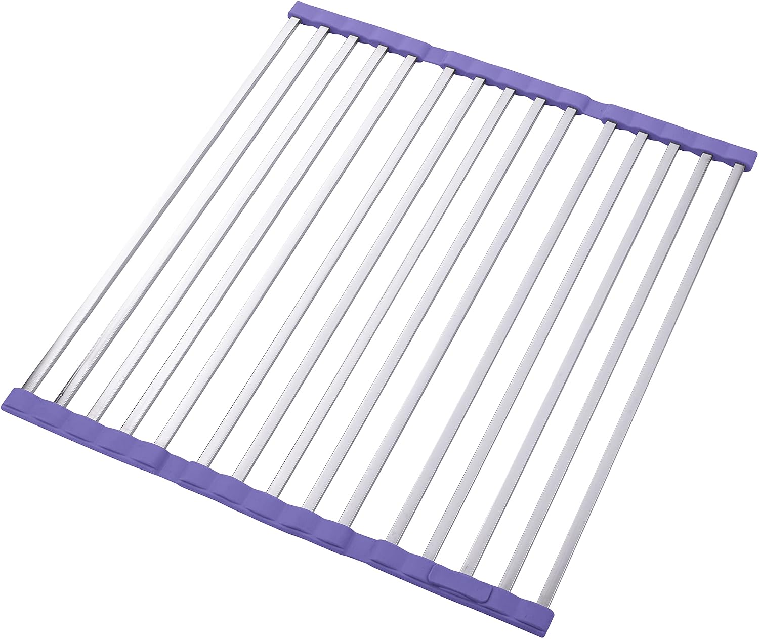 warmsupply Roll Up Dish Drying Rack Over The Sink Drying Rack for Kitchen Counter, Foldable Dish Drainer Stainless Steel Dish Rack Kitchen Organization, Extra Large (17.5‘’x15.5‘’-Blue)