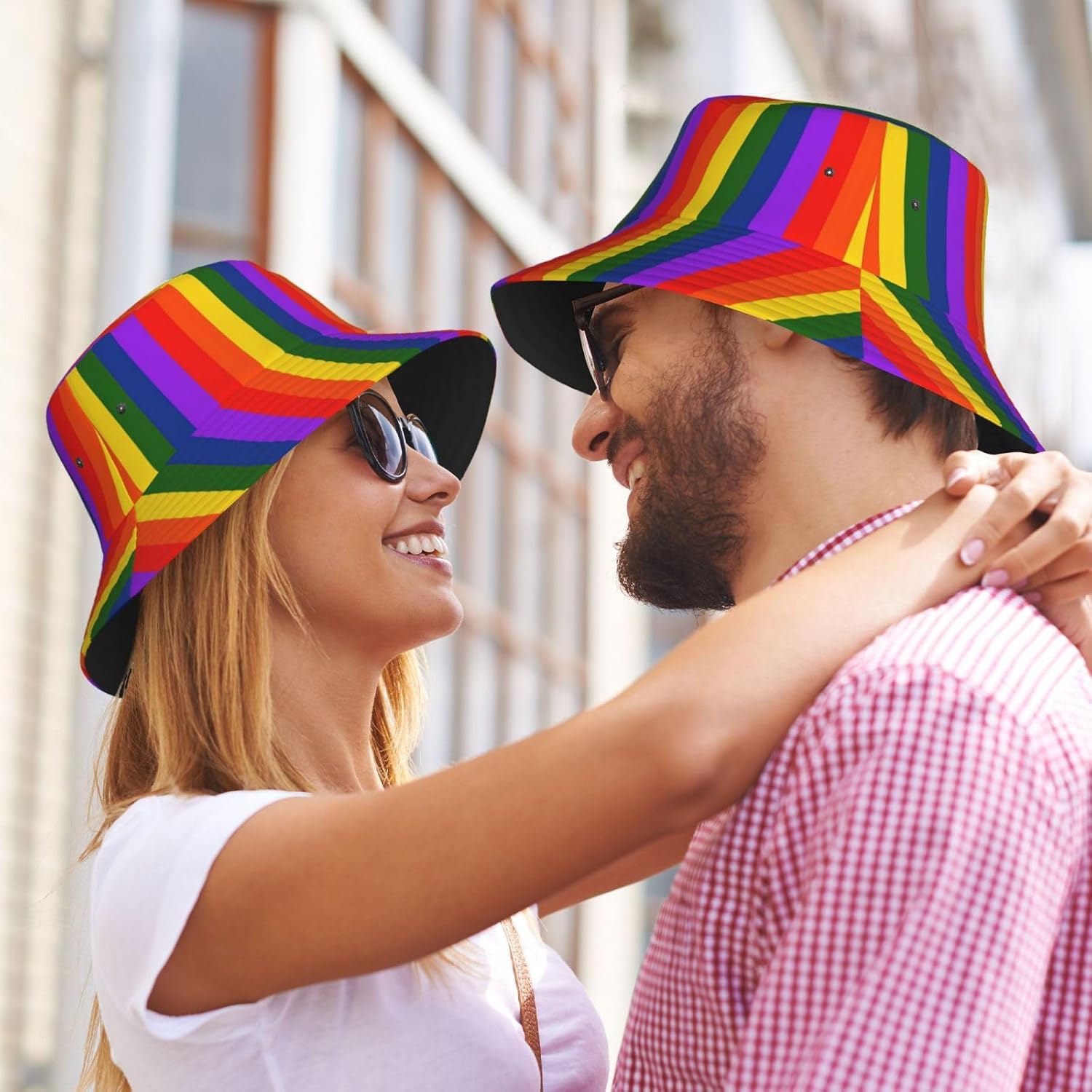 Bucket Hat Rainbow Flag Print Summer Sun Hat Trendy Beach Funny Fisherman Hat for Men Women Unisex