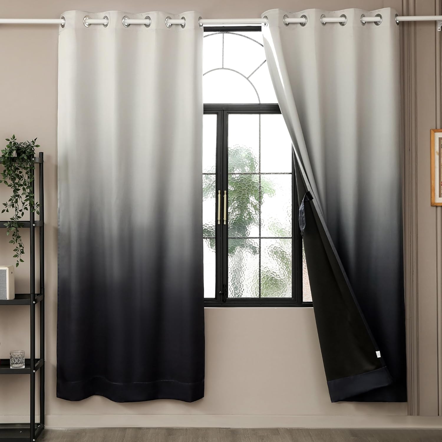 Story@Home Blackout Window Curtains 5 Feet Long Set of 1 | Room Darkening Curtain | Gradient Printed | Ombre Curtains for Living Room | (116 x 152 cm, Grey & Black) | Perfect for Home Decor
