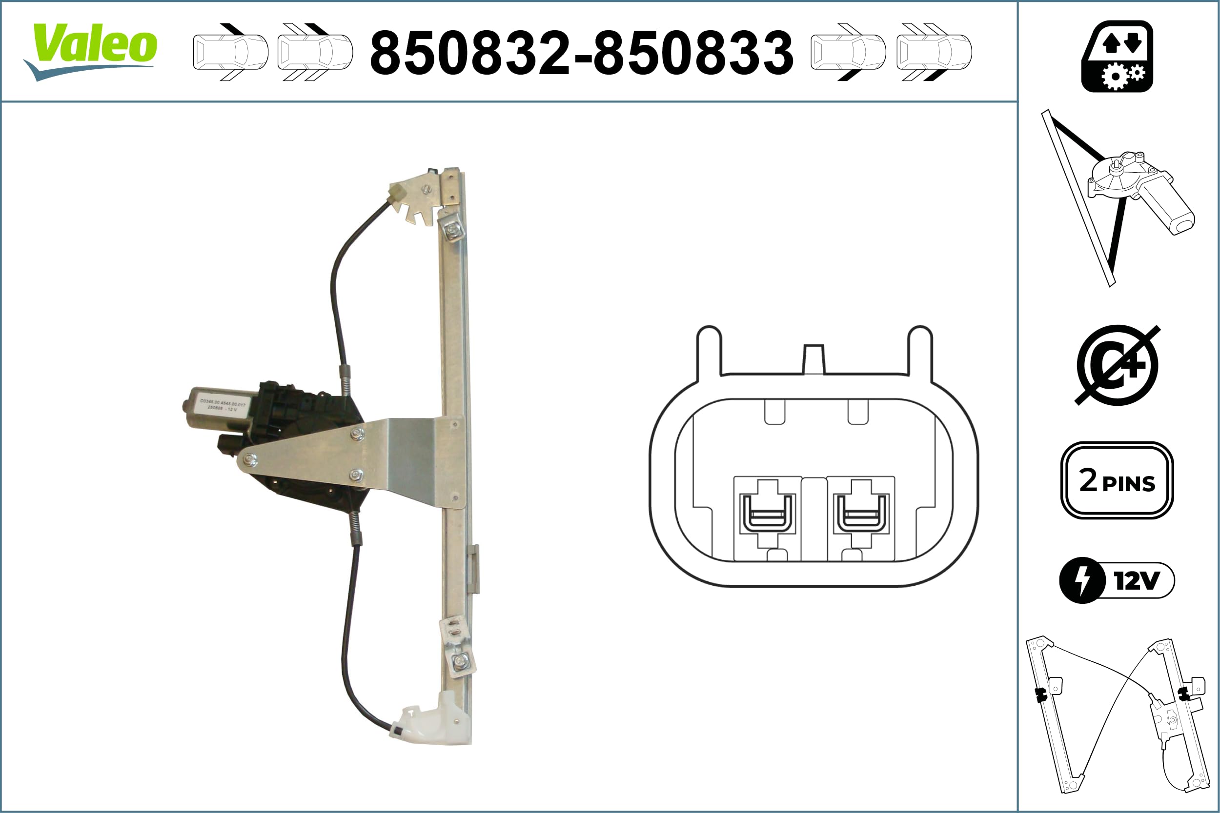 Valeo Leve-Vitre Avant Gauche 850832