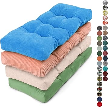 Custom Bench Cushion - Tufted Window Seat Cushion Indoor Outdoor Waterproof, Non-Slip Patio Furniture Pad for Mudroom Entryway Dining Banquette Piano, High-Rebound Foam