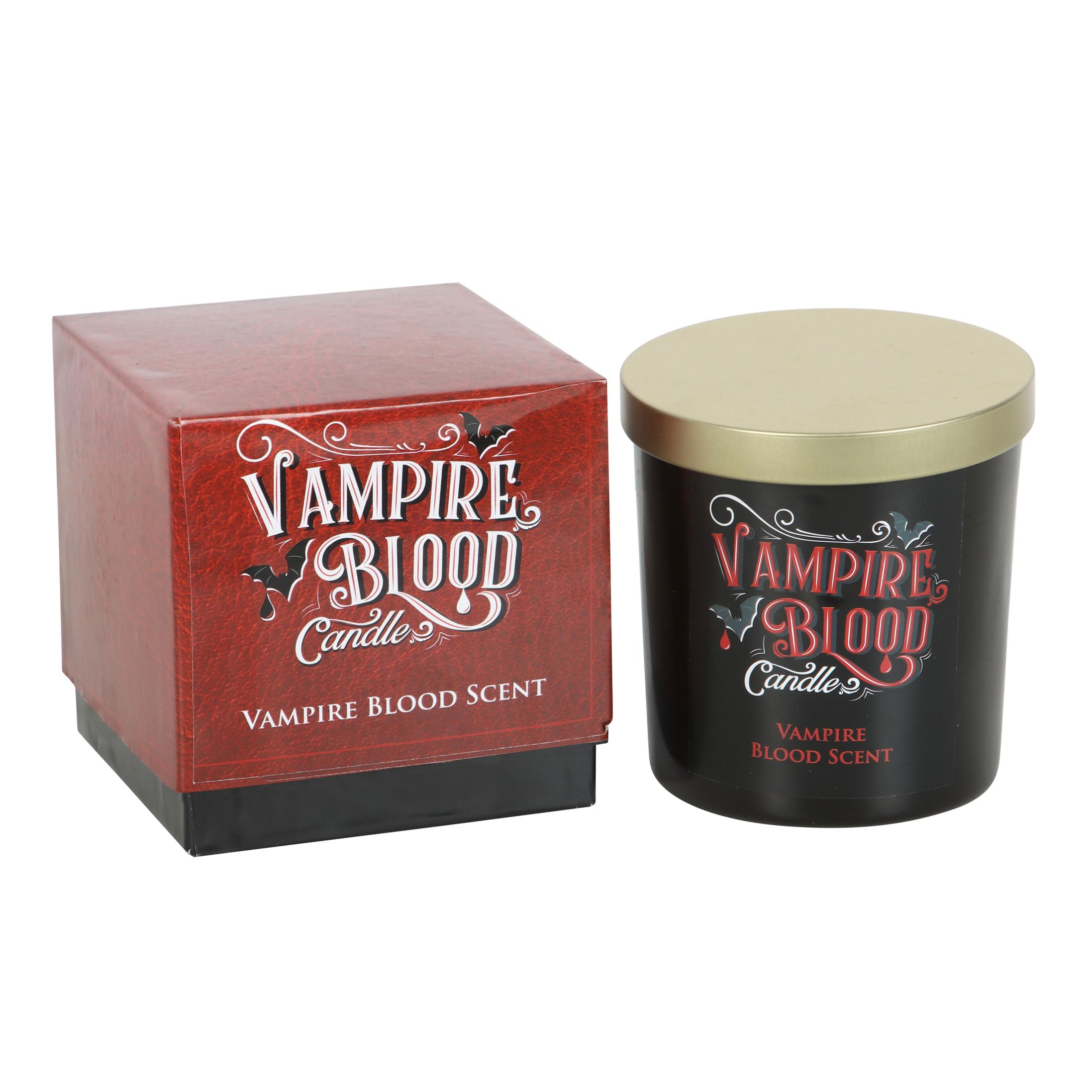 Something Different Wholesale Victorian Vampire Decor: Gothic Blood Candle in Black Glass Jar - Mystical Atmosphere Setting for Horror Movie Night, Essential Gothic-Inspired Ornament