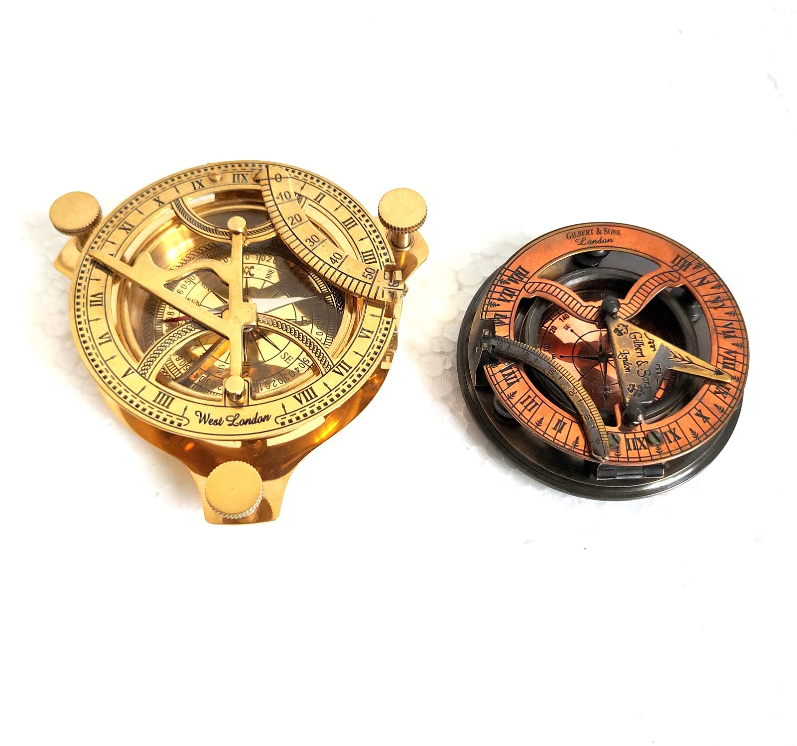 Nero Antica Meridiana Bussola Vintage Ottone Antico Nautico 4 "Pollici Steampunk Retro Meridiana Capitano Bussola Nautica